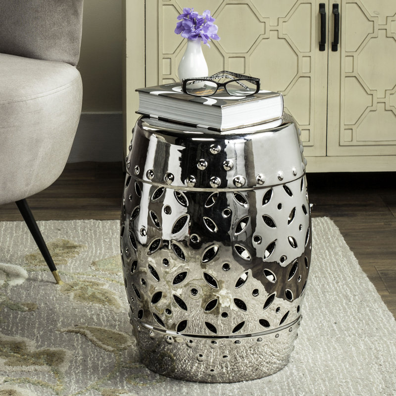 Gentofte Ceramic Accent Stool, Silver