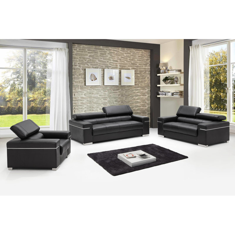 Fauteuil l 40,1 po Orlando, Similicuir noir
