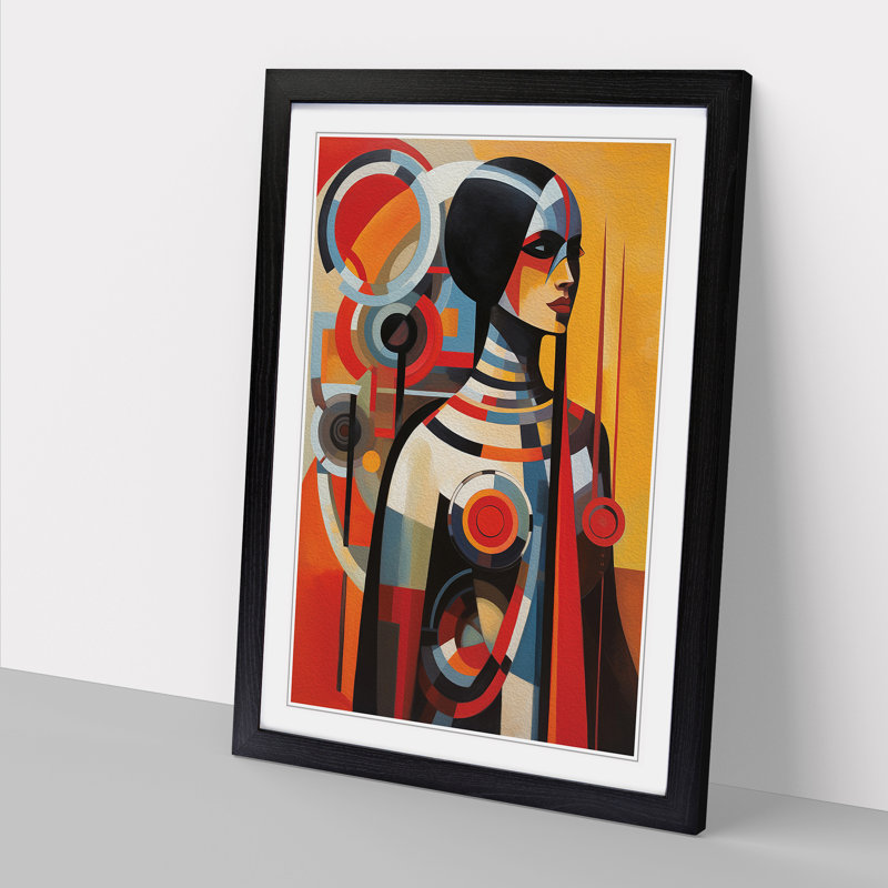 Indian Woman Constructivism No.4 - Framed Print, Black Framed, 34cm H x 25cm W x 2cm D