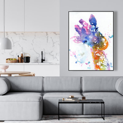 Art abstrait sur toile, girafe abstraite avec éclaboussures de couleurs
