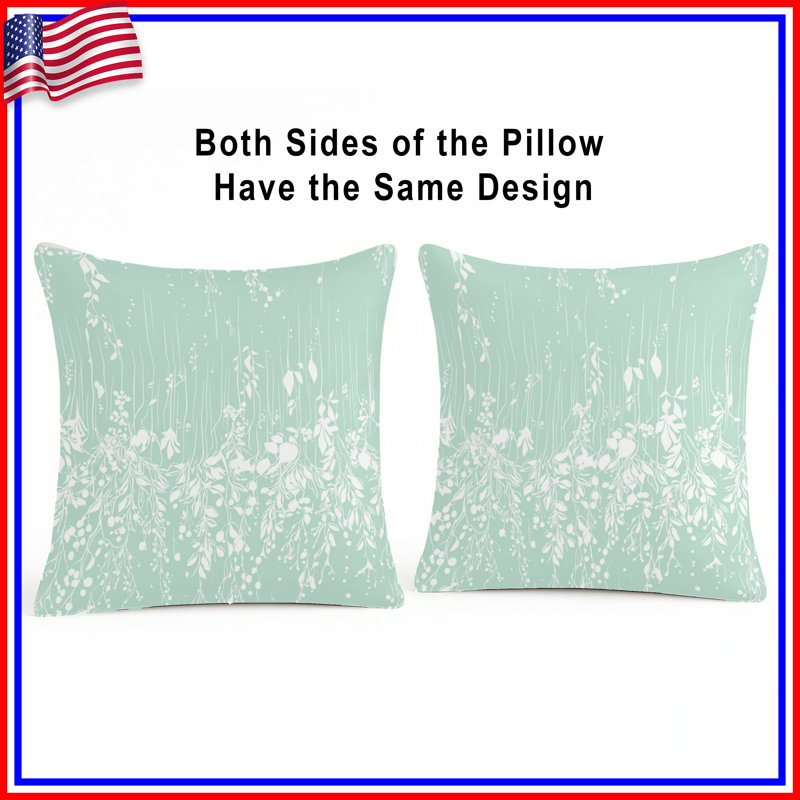 Coussin Floral, Carré 20 po, Motif floral vert