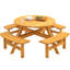Repas de camping extérieur pour 8 personnes, création en bois massif, table de 43,3 pouces, quatre bancs, ensemble de fixation pour 2 parasols, bois de sapin,