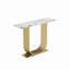 Console moderne de 43,3 pouces avec plateau imitation marbre et table d'appoint en métal doré pour le salon, la chambre à coucher et le vestibule - blanc et or