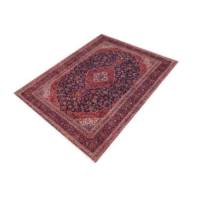 Vintage Antique Tabriz Ford Blue Red Hand Knotted Wool Rug- 9'6'' X 13'7''