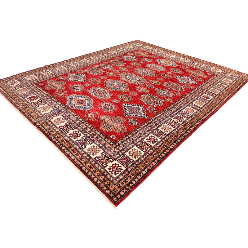 Vintage Handmade 8X10 Ivory And Red Anatolian Caucasian Tribal Distressed Area Rug