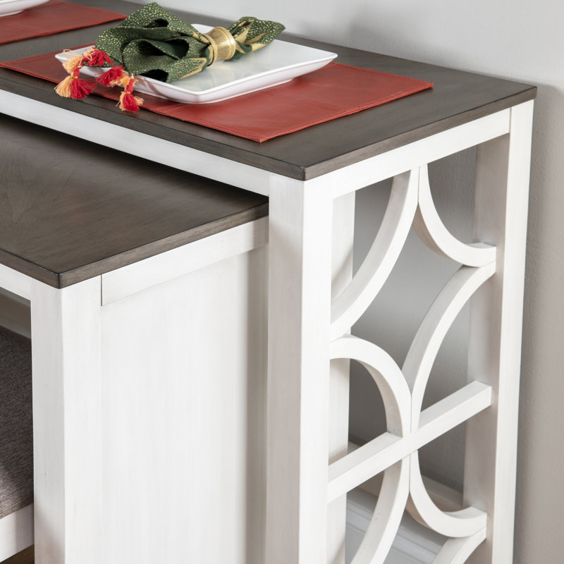 Wallace 72" Long Rolling Console & 3-Stool Set