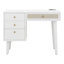 Ensemble de coiffeuse 39 "en bois avec prise de charge et port USB et tabouret, coiffeuse avec 3 tiroirs et 1 tiroir rectangulaire en rotin