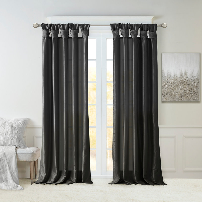 Panneau de rideau de fenêtre Twist, L 50,05 po x L 108,05 po, Noir