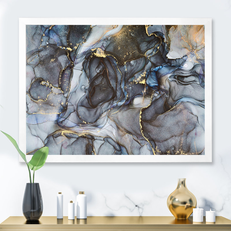 Art or noir infusé noir II - reproduction sur toile, H 12 po x l 20 po, Cadre photo blanc