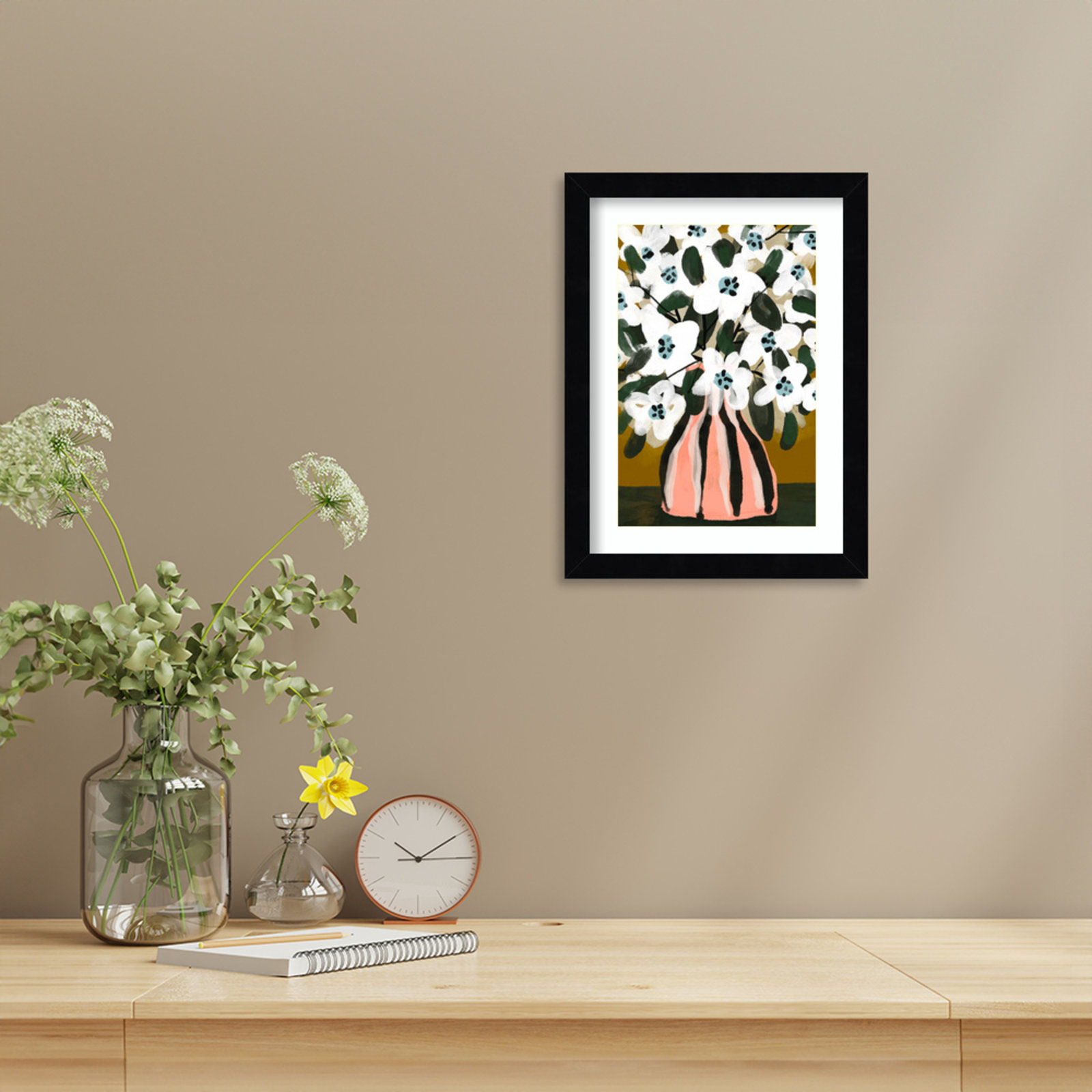 Galya "Pastel Flower Impression No. 9" Print, 13" H x 10" W, Black
