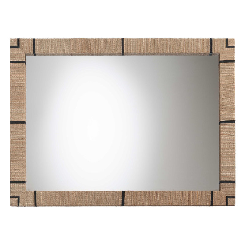 Cesia Bohemian Woven Grasscloth Rectangle Accent Mirror