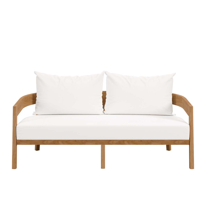 Modway Brisbane Teak Wood Outdoor Patio Loveseat, White