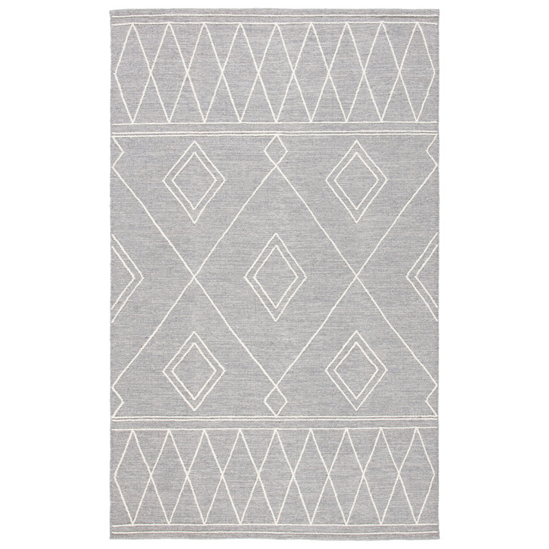 Holtby Southwestern Handmade Flatweave Gray/Ivory Area Rug, Rectangle 4' x 6'
