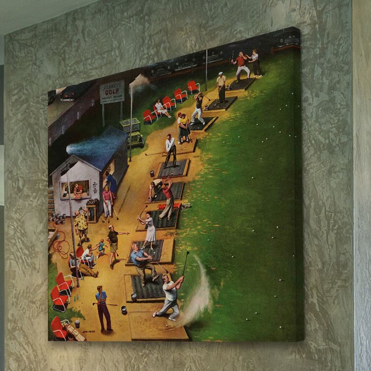 Golf Driving Range On Canvas By John Falter Painting