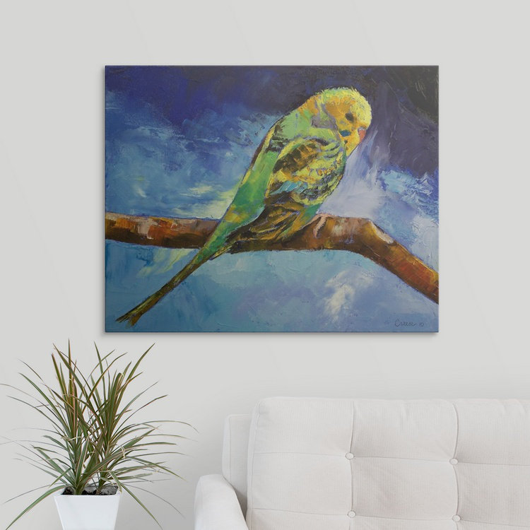 «Wireman Wild Parakeet» par Michael Creese, reproduction d'art, H 8 po x l 10 po x P 1,5 po, Toile
