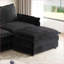 Canapé modulaire 3 places en L avec repose-pieds mobile, siège profond surdimensionné pour le salon | Velours côtelé | Noir