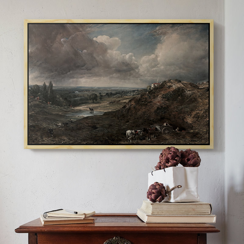 Étang de Branch Hill, Hampstead Heath, v. 1828 - John Constable, toile tendue avec châssis encadrée, 16 x 24, Naturel