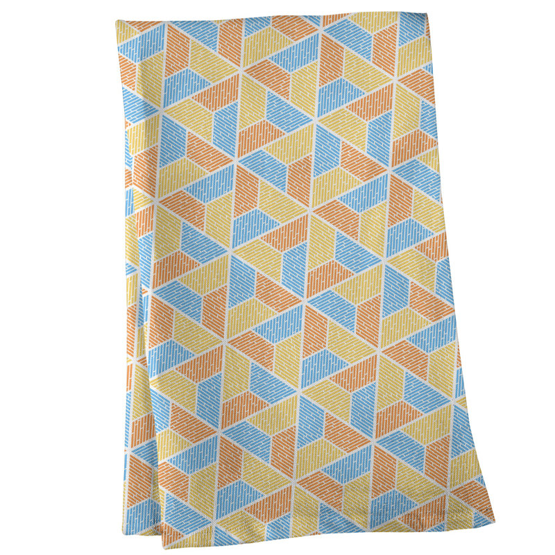 Serviette à thé trapézoïdals Mcguigan, Sergé de coton, Jaune / Bleu