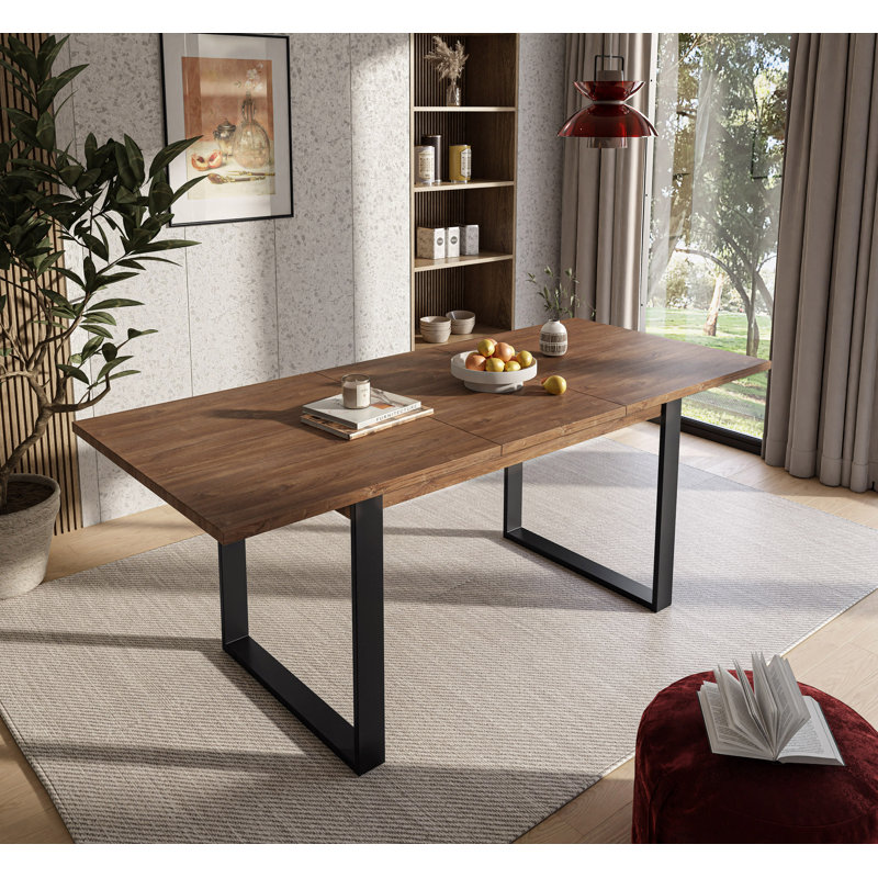 Sibyll Metal Base Dining Table, Stirling Oak, 77cm H x 198cm L x 85cm W