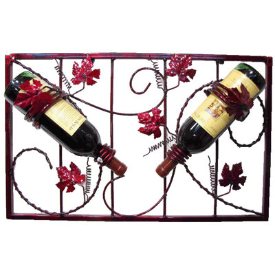 French Vineyard 2 Bottle Wall Mounted Wine Bottle Rack