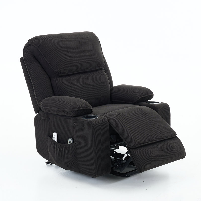 Fauteuil inclinable chauffant et massant télécommandé, Noir