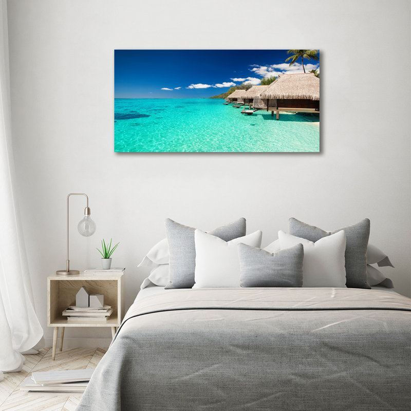 Bungalows Above The Water - No Frame Print on Canvas