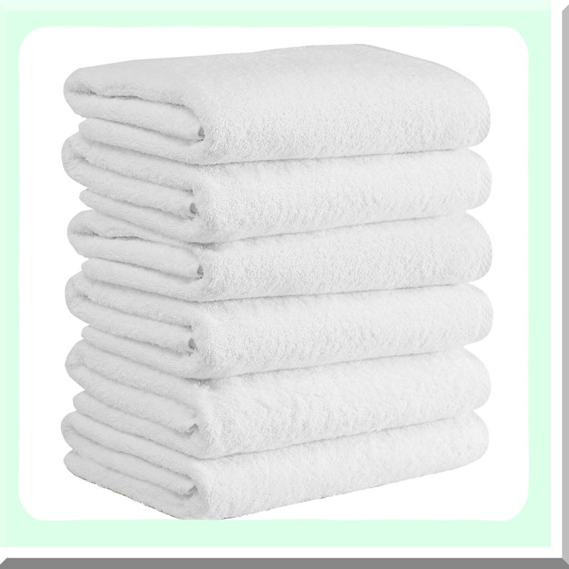 PureLux QuickDry Cotton Bath Towels - Soft, Absorbent, 6-Piece Set (16x28 Inches, White)
