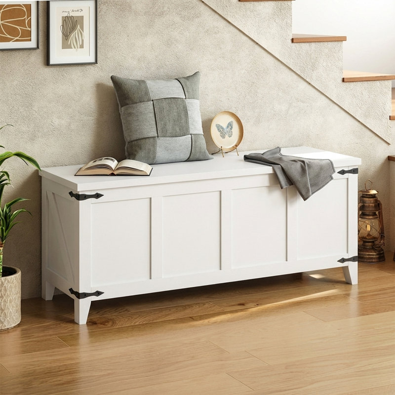 Coffre de rangement 47,2 po Farmhouse, Blanc