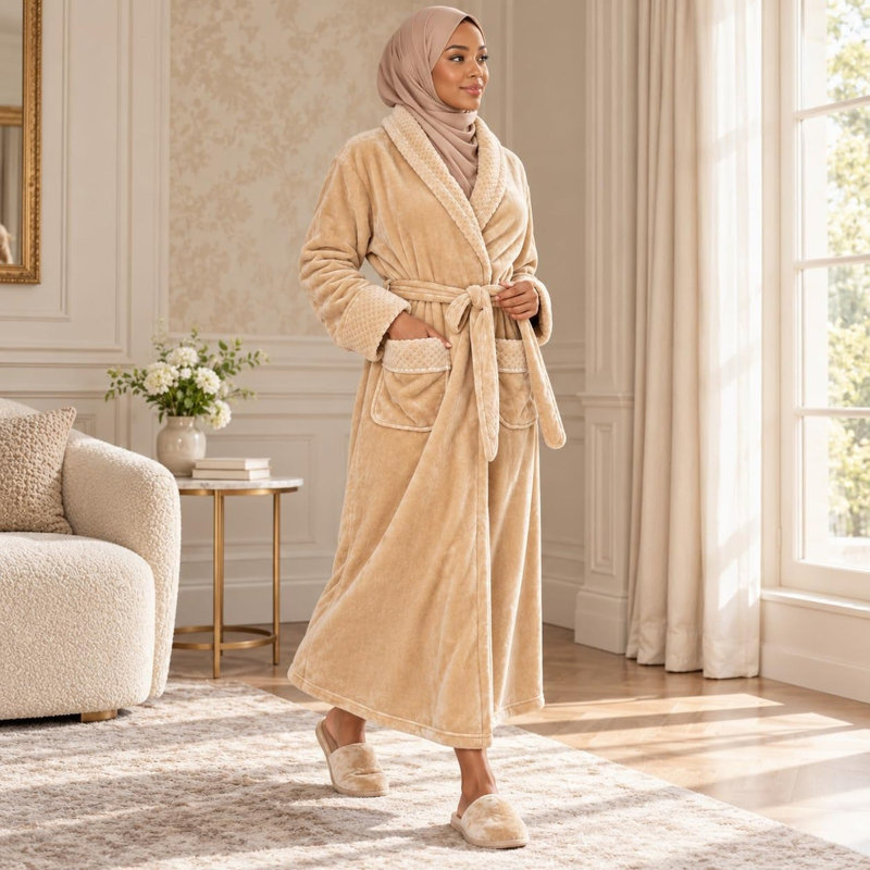 LOTUS LINEN Peignoirs moelleux moelleux peignoirs longs, M / G, Beige