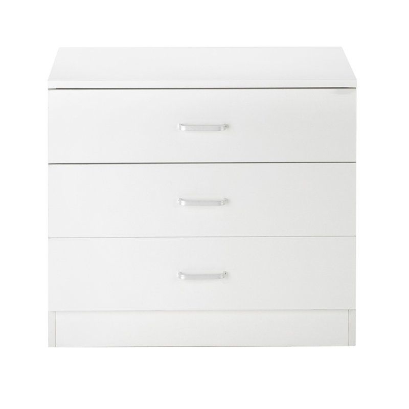 3-Drawer Nightstand, White