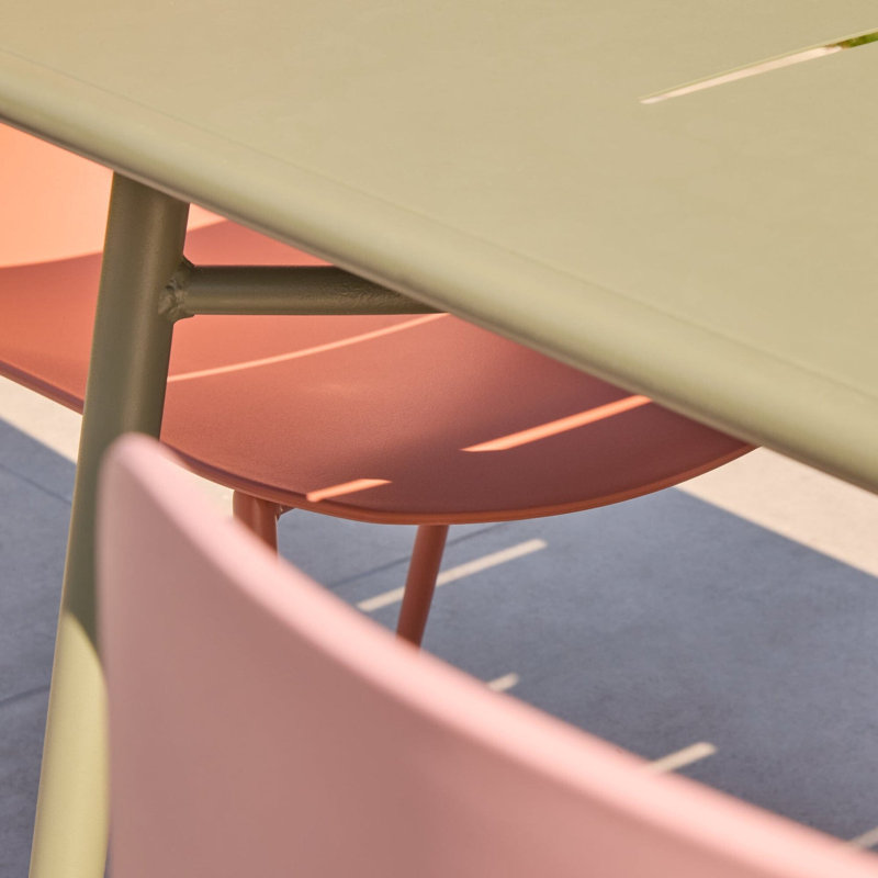 6 Seater Metal Garden Dining Set Chairs , Pink/Orange/Blue