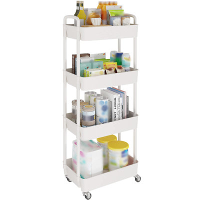 Kitchen Storage Cart,multifunction Utility Rolling Storage Organizer,mobile Shelving Unit Cart With Lockable Wheels