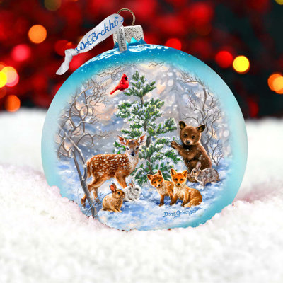Large Glass Ornament 5.5'' Handmade Glass Animals Ball Ornament