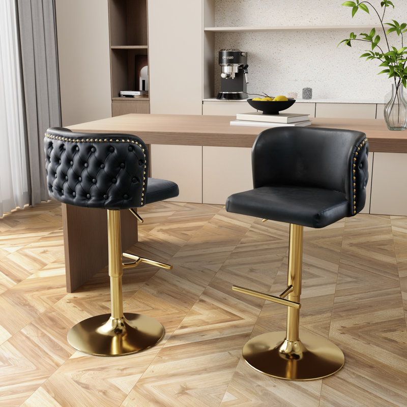 Ensemble de 2 tabourets de bar Modern, Noir et or