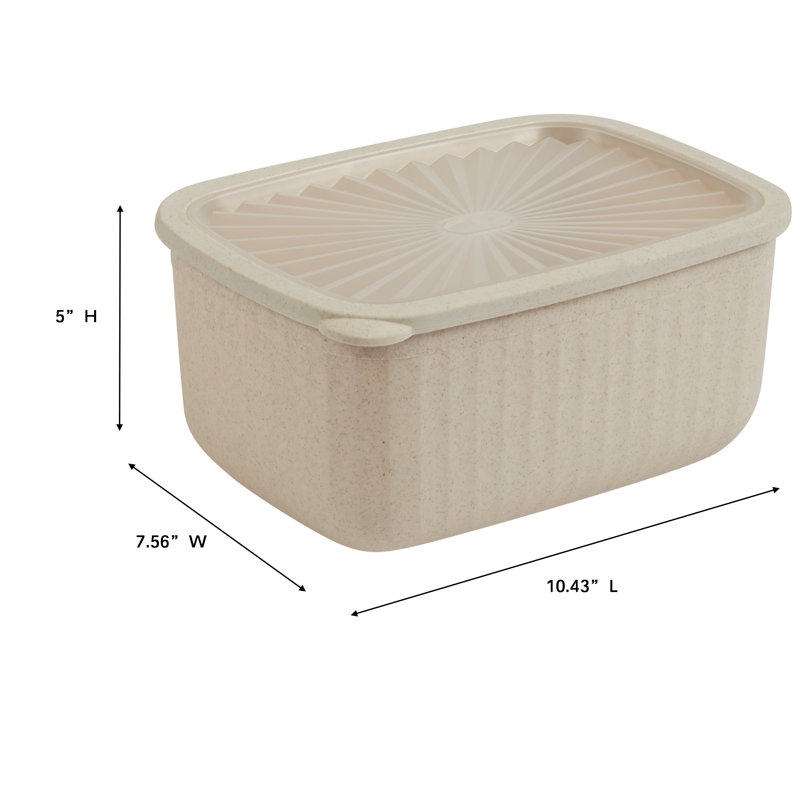 Kitchen Details 8-Piece Rectangular Wheat Straw Food Storage Containers Set with Clear Vents | Eco-Friendly | Durable | Stackable