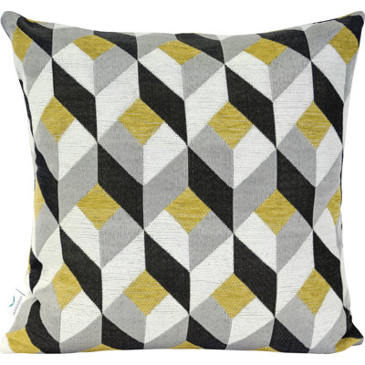Cube Geometric Feather Reversible Throw Pillow