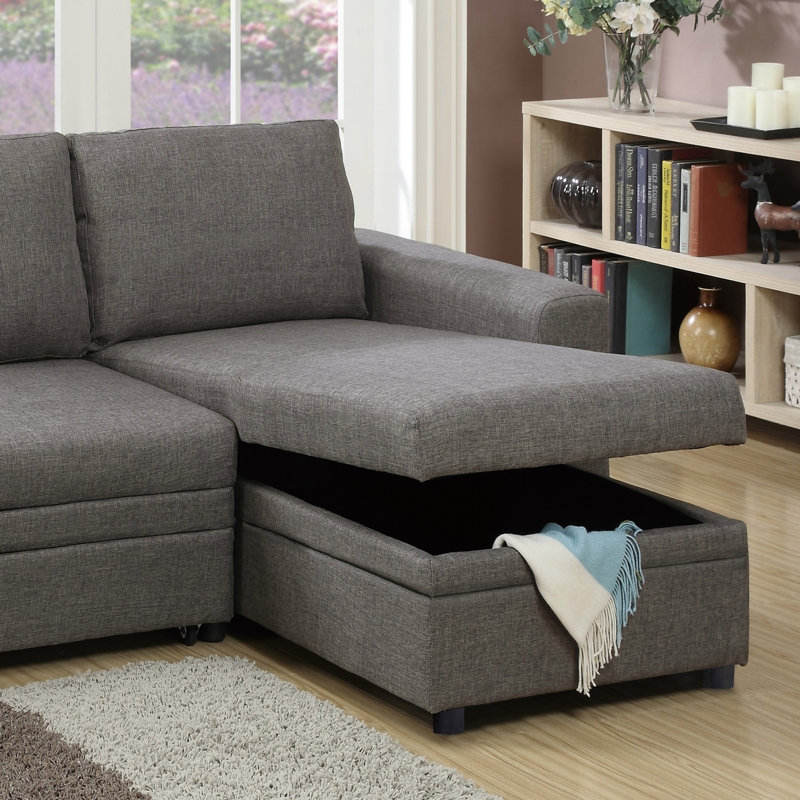 Canapé-lit modulaire réversible avec rangement pour canapé Living Room Furniture, Polyfibre noir