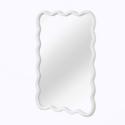 24"x36" Wavy Rectangle Solid Wood Frame Decorative Mirror,For Bedroom, Bathroom, Living Room, Entryway