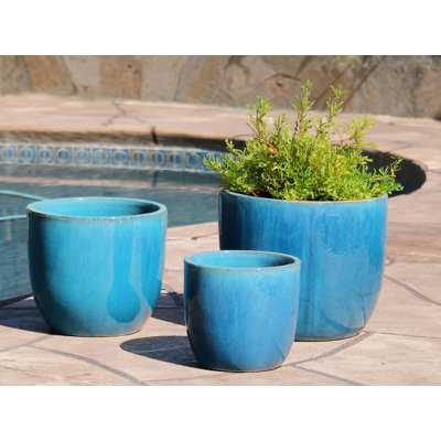 Egg Shell Pots - Sets of 3 Medium Stoneware Clay, Set of 3 - Indoor Outdoor