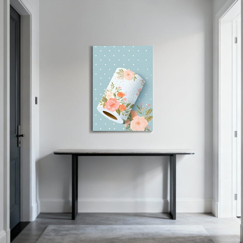 Ensemble de 1 tableau sur toile à motif floral à pois, H 18 po x l 12 po