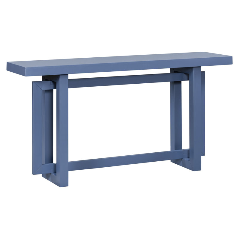 Modern Style Extra Long Entryway Table with Wooden Top, Navy Blue