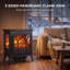 3-Sided Glass View Electric Fireplace Heater - 950W/1850W Dual Heat, Adjustable Flame & Thermostat - Iron & Glass Build, Energy Efficient with UK Plug