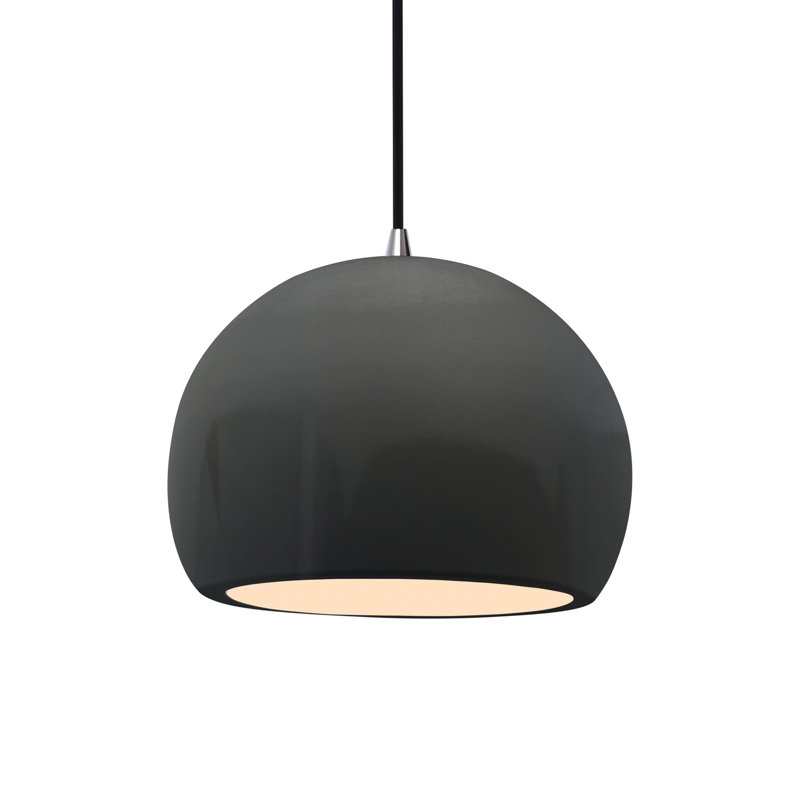 Aschwin 1 - Light Single Drop Pendant, Gloss Grey, 7.75" H x 10" W x 10" D, Brushed Nickel