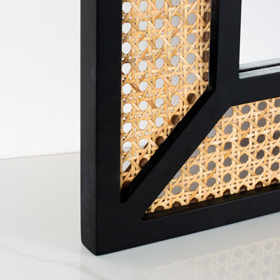 Brandy Rectangle Wood Rattan Wall Mirror
