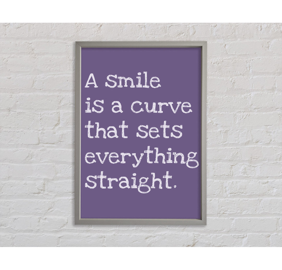 Smile Is A Curve Lilac - Einzelner Bilderrahmen Typografie auf Leinwand