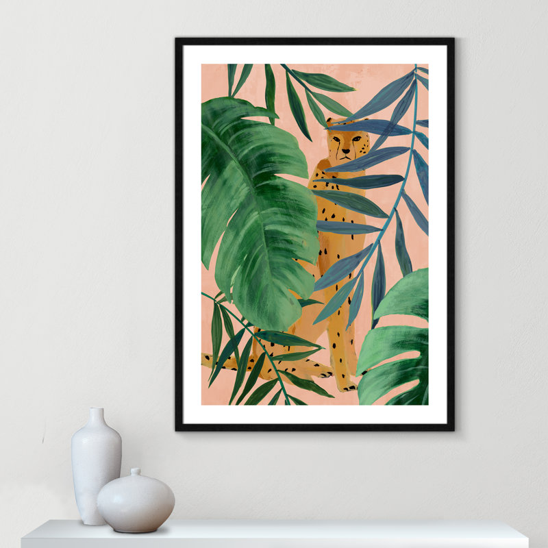 Allie Silent Jungle - reproduction d'art, Papier avec cadre en bois noir, H 41,5 po x l 29,5 po x P 0,75 po