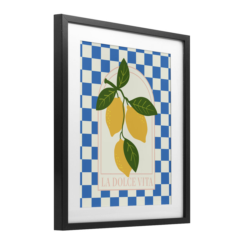 «Vibrant Summer Lemons», reproduction sous verre encadrée, par Emily Dumas, Cadre noir minuit, H 21 po x l 17 po