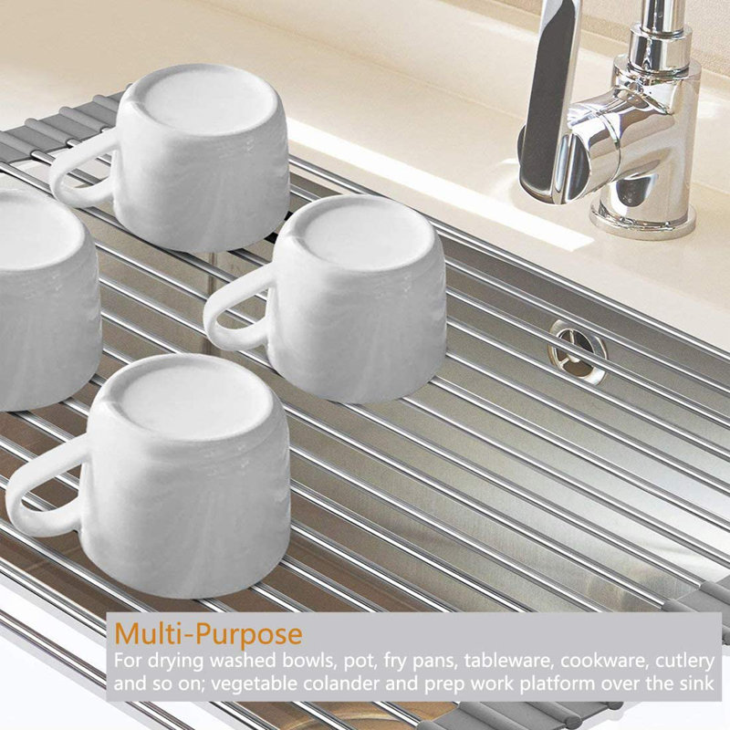 Panier à vaisselle en acier inoxydable, H 20,8 po x l 13,4 po x P 0,25 po, gris