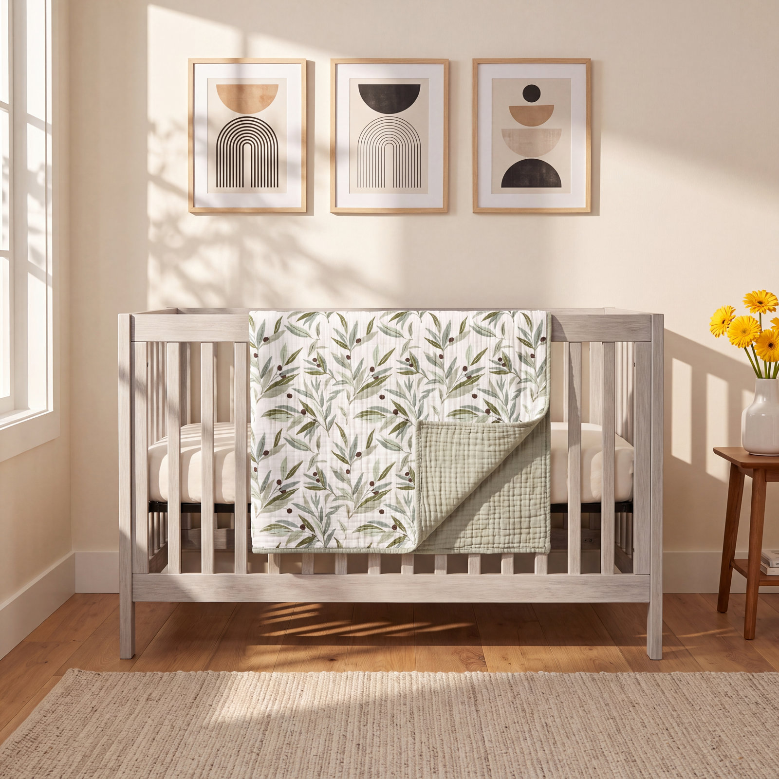 Olive Branches Organic Muslin Quilt