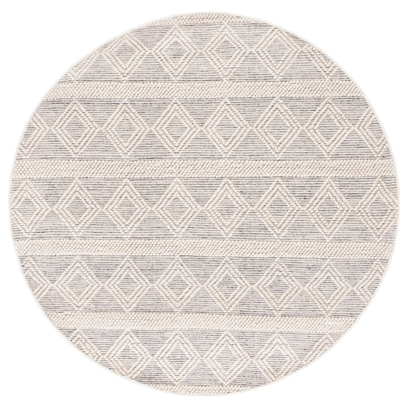 Natura Flat Weave Wool Geometric Rug, Round 6'